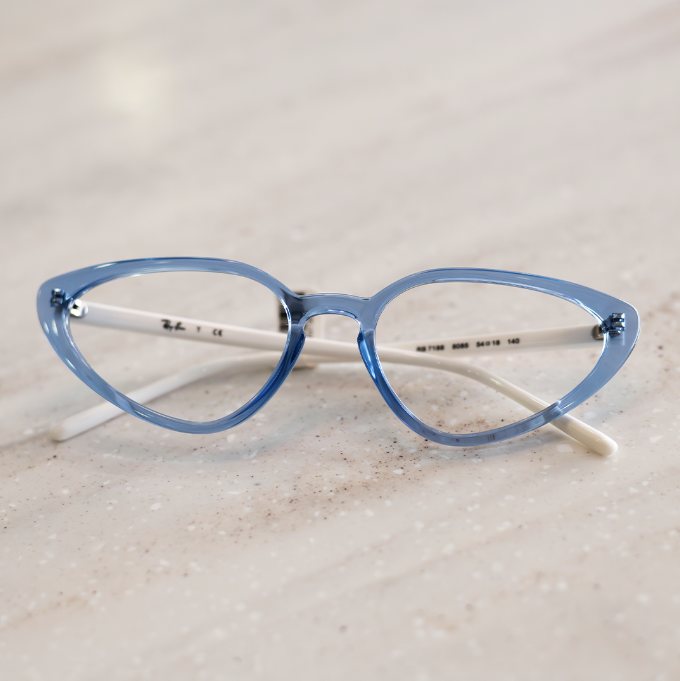 Light blue cat-eye frames