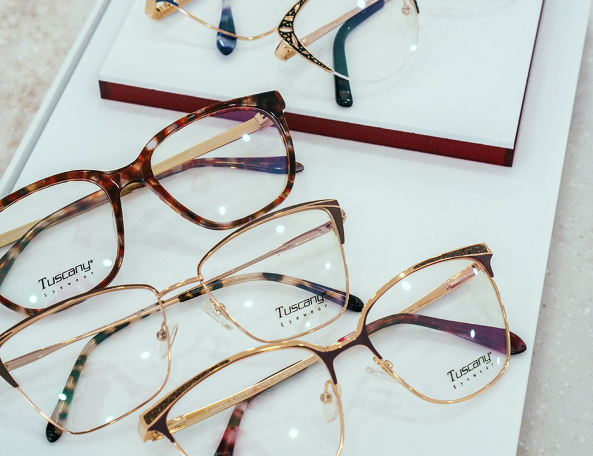 Designer frames displayed in the KLY store